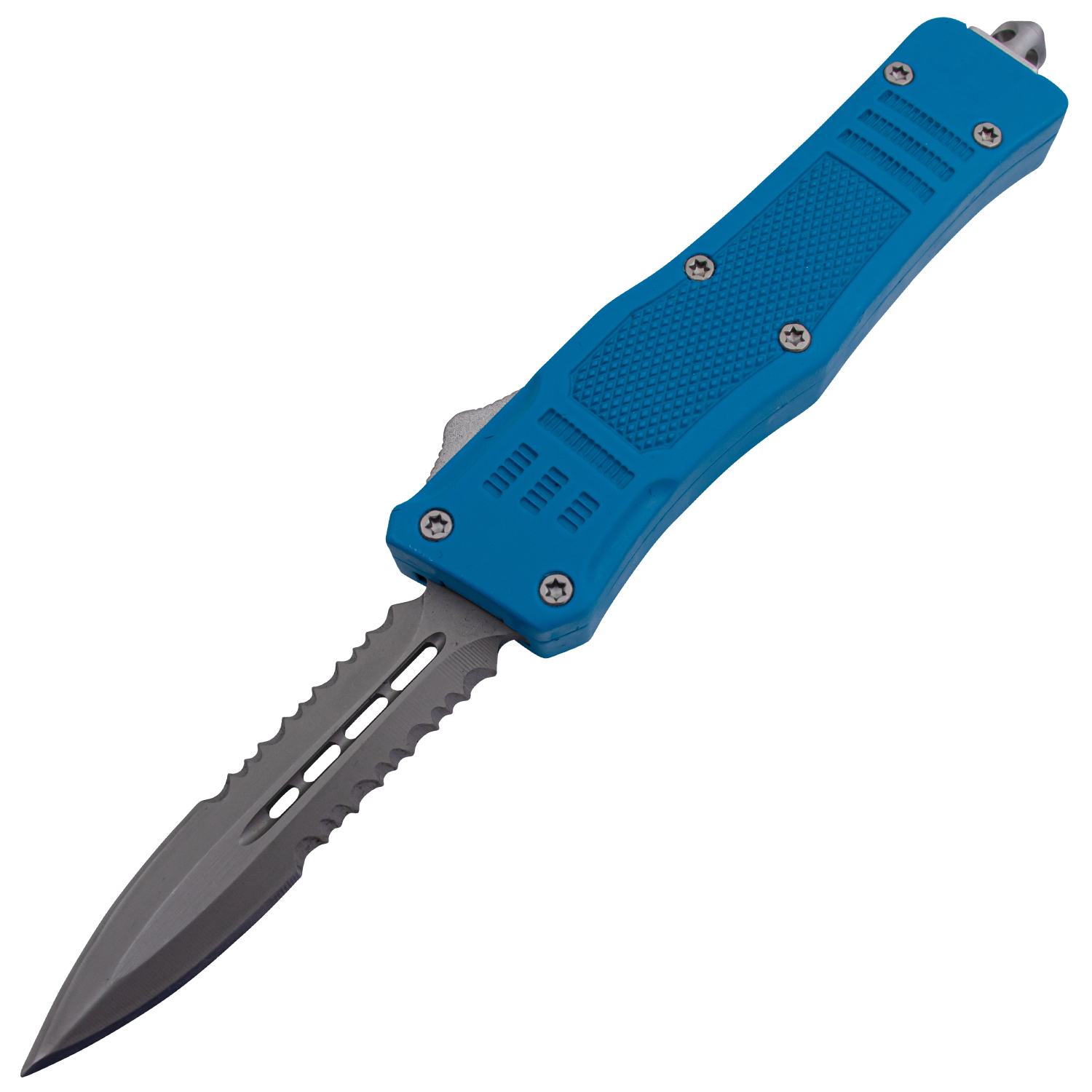 Covert OPS USA OTF Automatic Knife 7 Inch Overall Double Serrated Blue